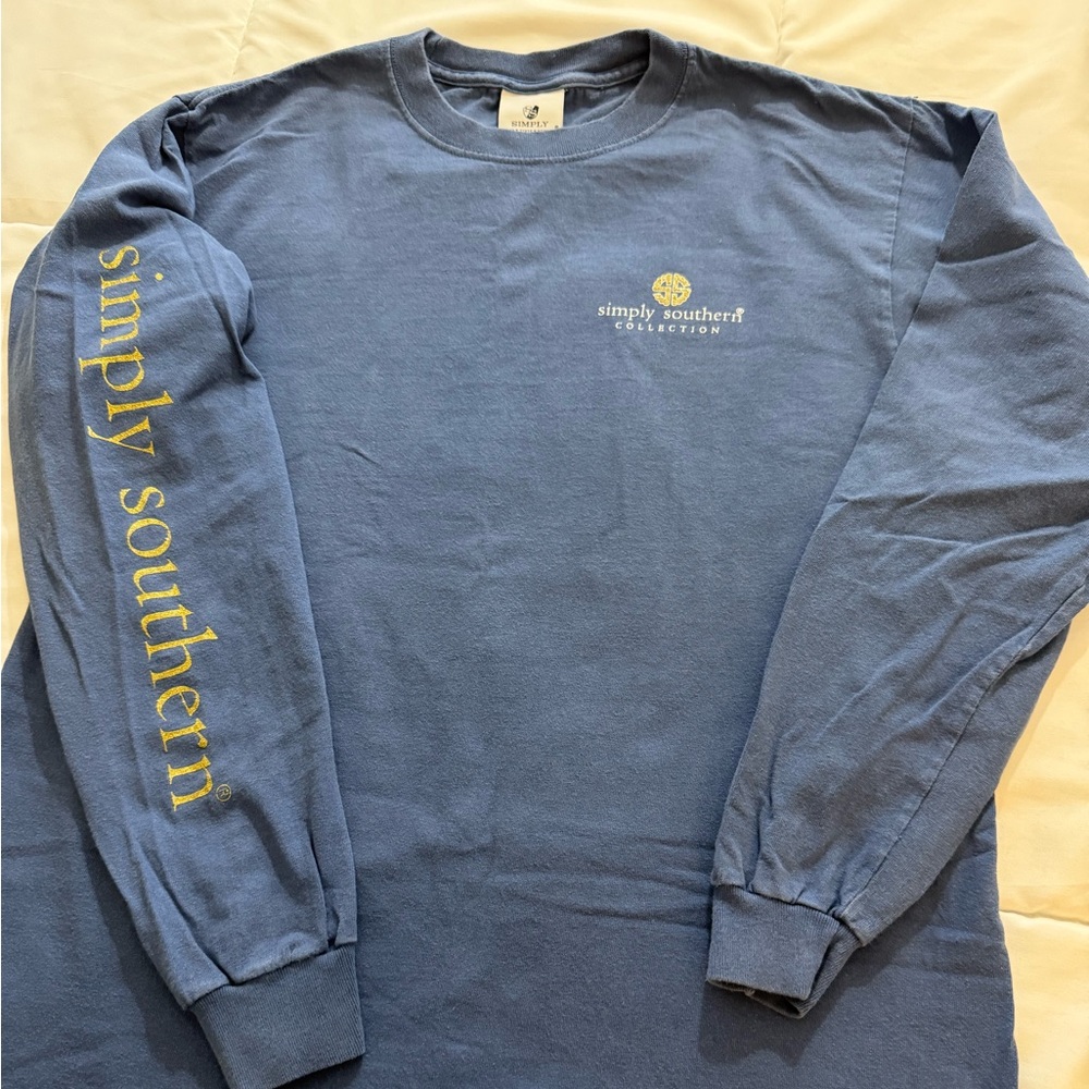 Simply Southern Slate Blue Tee with Yellow Logo